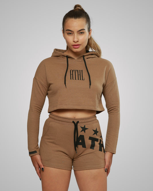 Moletom Cropped Athleta AW23 Fem - Marrom