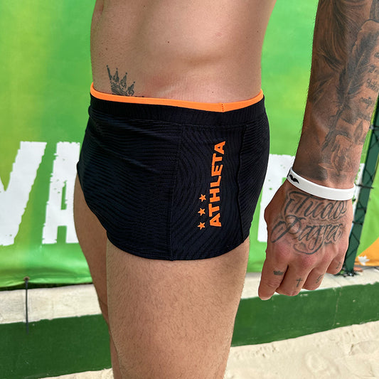 Sunga Athleta & Reis do Futevôlei - Preto/Laranja Neon