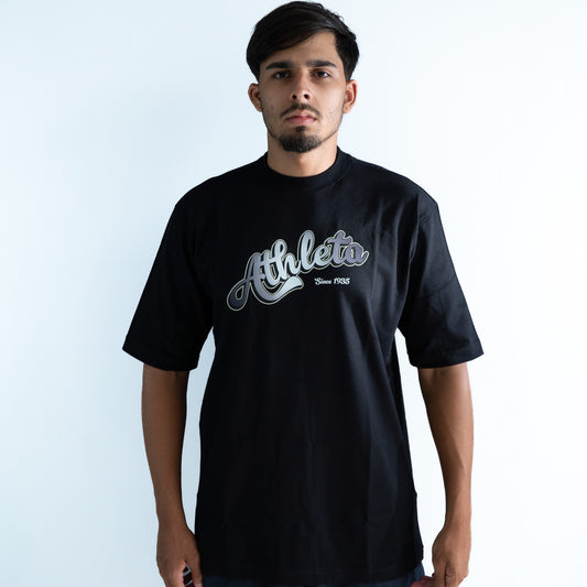 Camiseta Athleta Casual Oversized Black and White 2025- Preta College