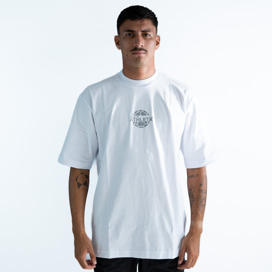 Camiseta Athleta Casual Oversized Black and White 2025- Branca Logo bolinha