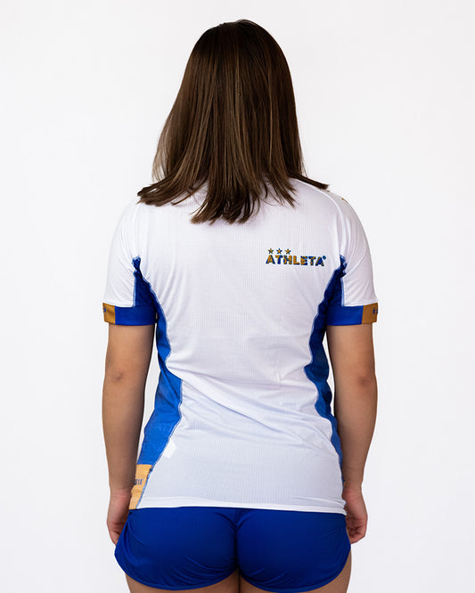 Térmica Manga Curta Fem Athleta SS25 Futevôlei - Blue White Gold