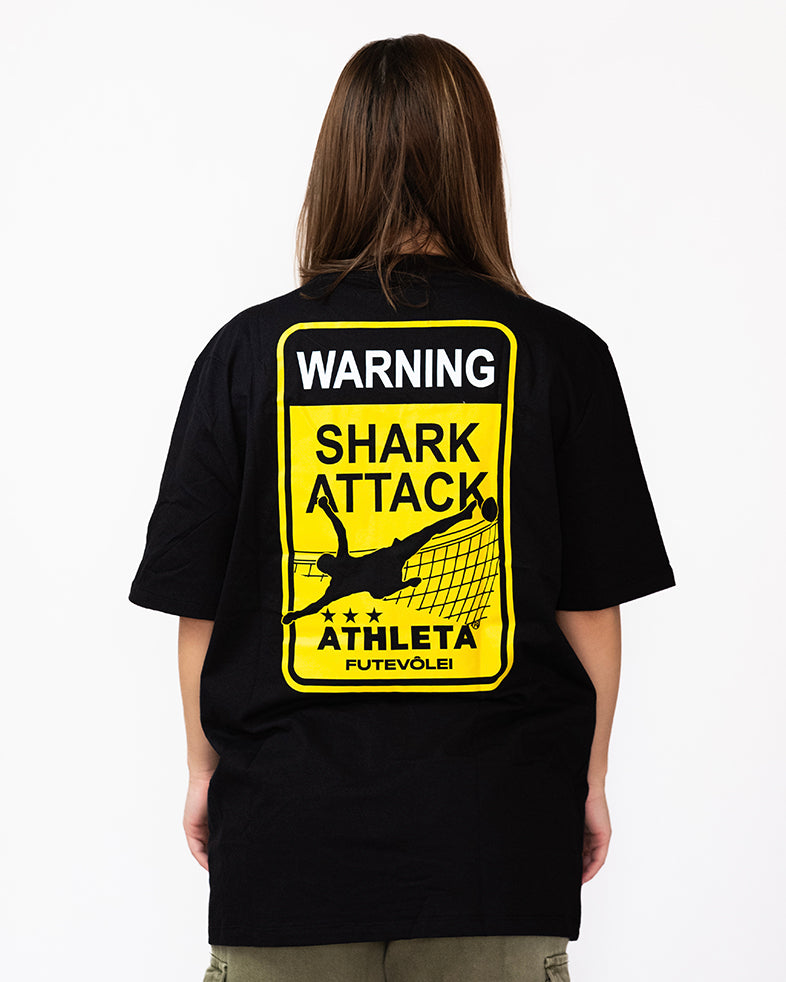 Camisa Athleta 90 Casual Futevôlei Warning Shark Attack Amarelo ATL010