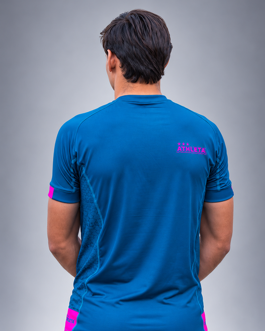 Térmica Manga Curta Masculina Athleta SS27 Futevôlei - Petrol Blue Pink