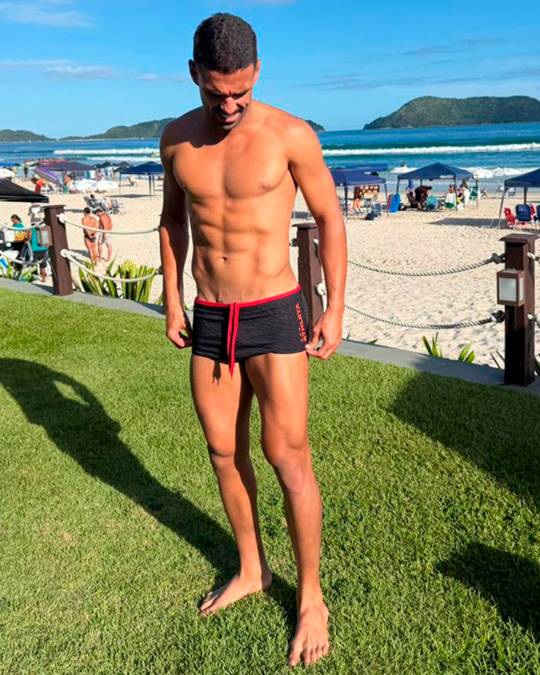 Sunga Athleta & Reis do Futevôlei - Preto com Vermelho