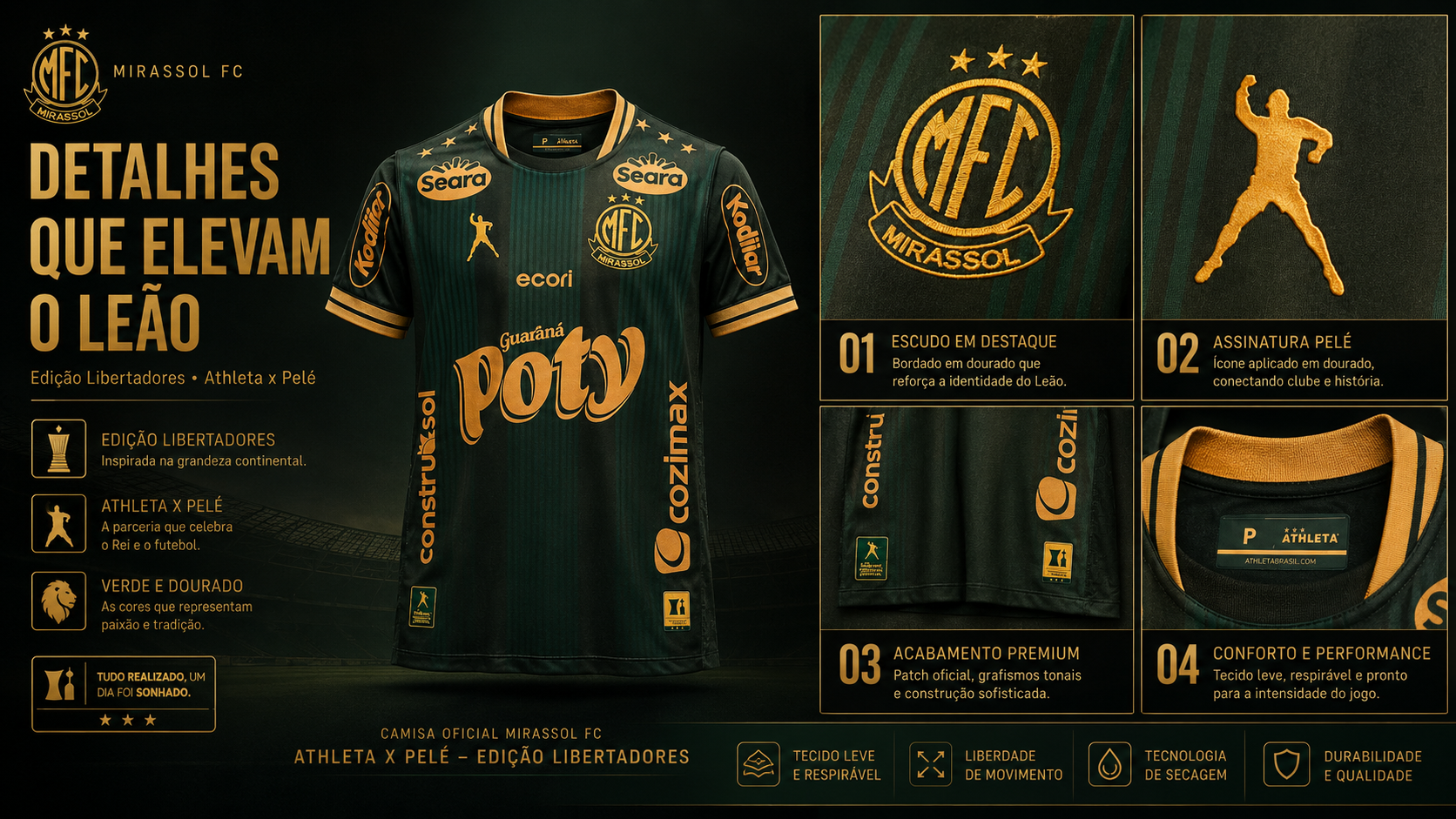  Descrição Camisa Oficial Mirassol FC Athleta x Pelé | Edição Libertadores