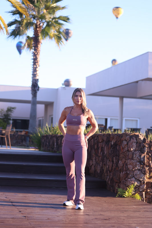 Calça Flare Flow Feminina  Athleta Cacau Rosê