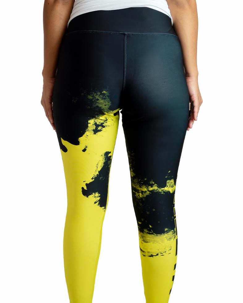 Calça Legging Athleta Performance - Amarelo e Preto