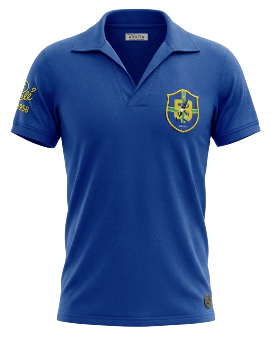 Camiseta Retro Athleta Pelé 1958 - Azul
