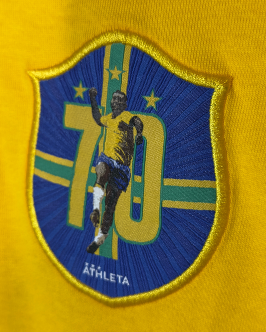Camiseta Infantil Retro Athleta Pelé 1970 - Amarela