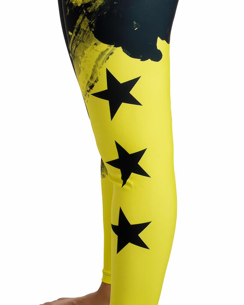 Calça Legging Athleta Performance - Amarelo e Preto