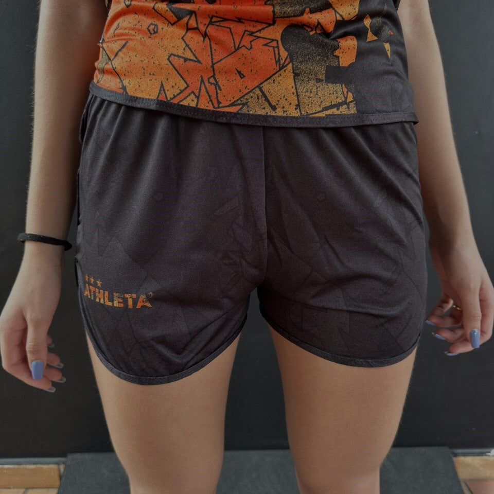 Short Fem. Linha Athleta Free 23 - Preto com Laranja