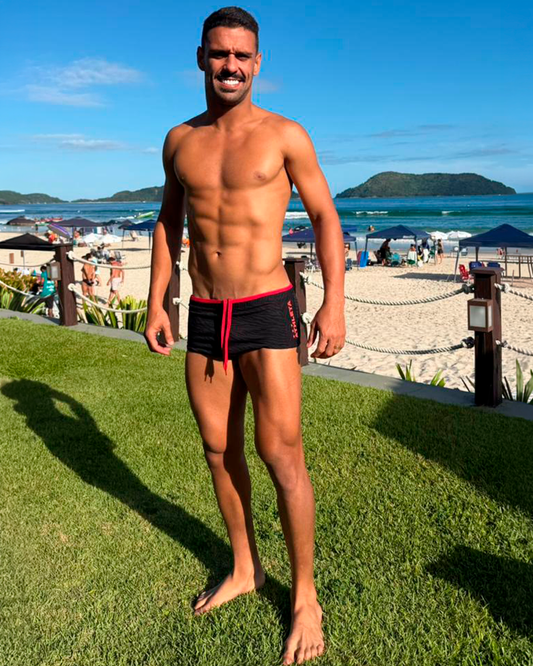 Sunga Athleta & Reis do Futevôlei - Preto com Vermelho