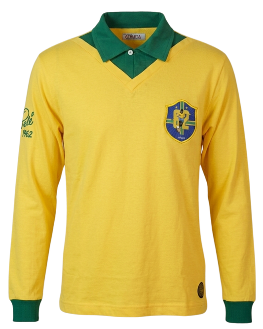 Camisa Manga Longa Retro Athleta Pelé 1962 - Amarela