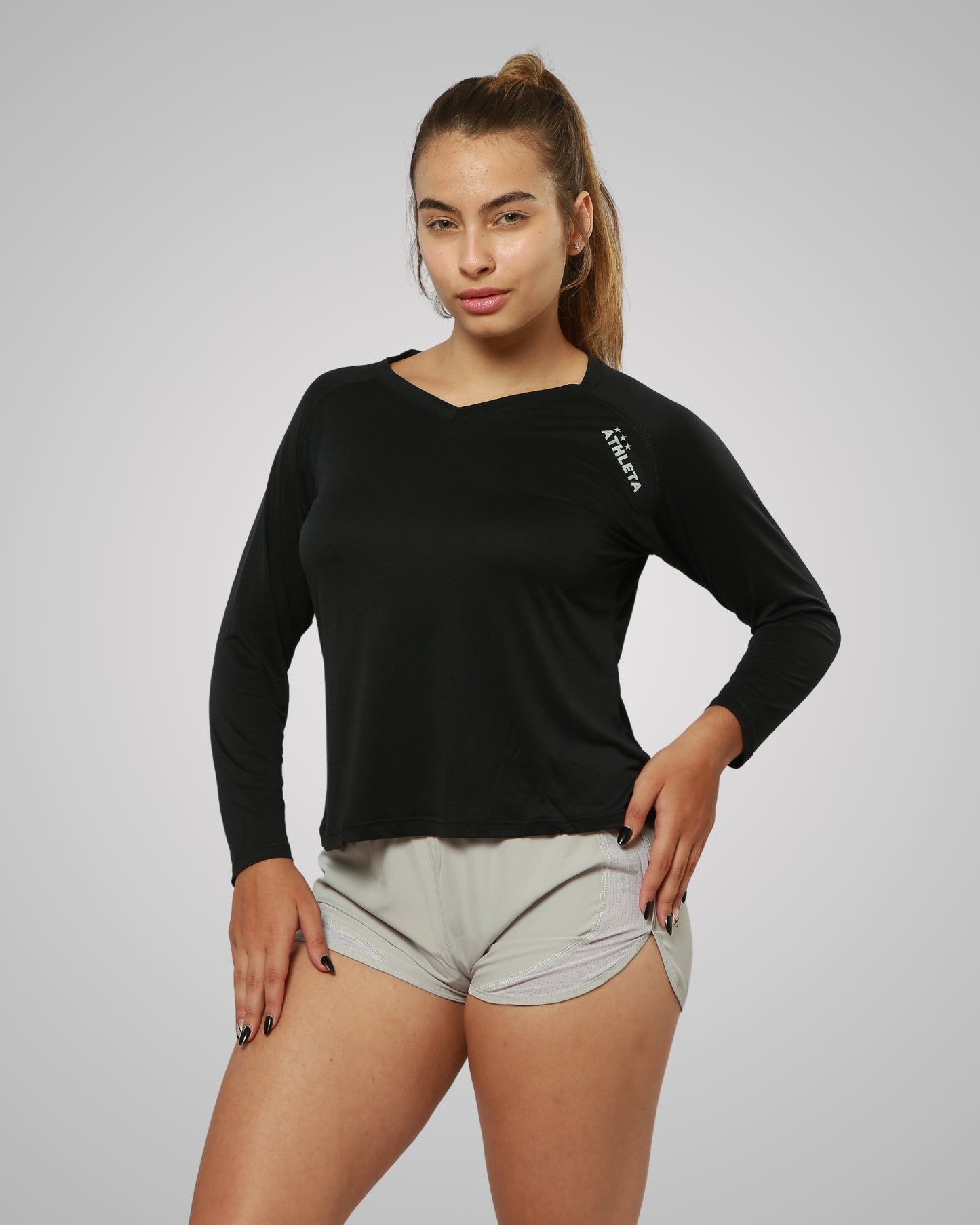 Manga Longa Athleta Soft 22 Crepe Fem Preta