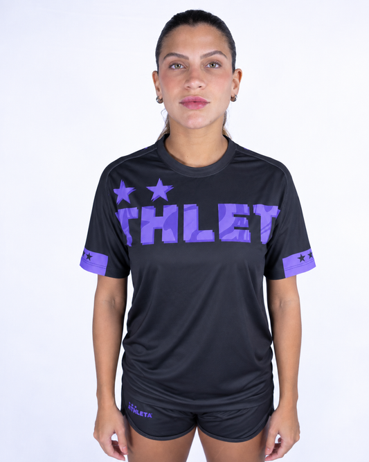 Térmica Manga Curta Feminina Athleta Comfort - Black Purple