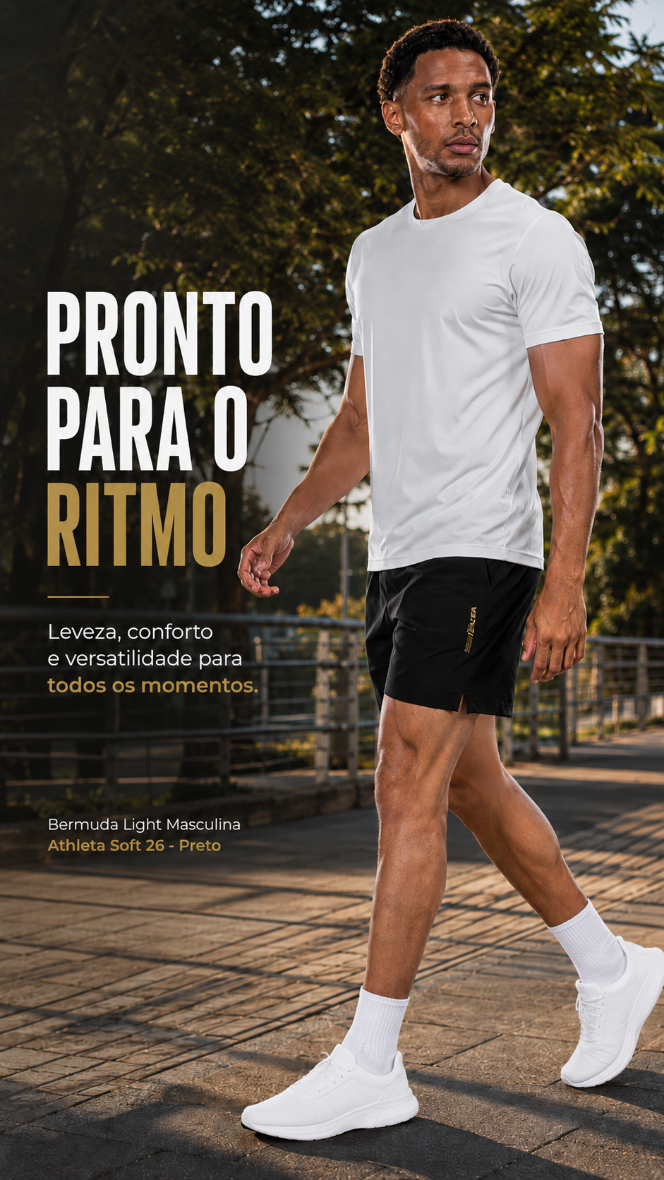 Descrição Bermuda Light Masculina Athleta Soft 26 - Preto