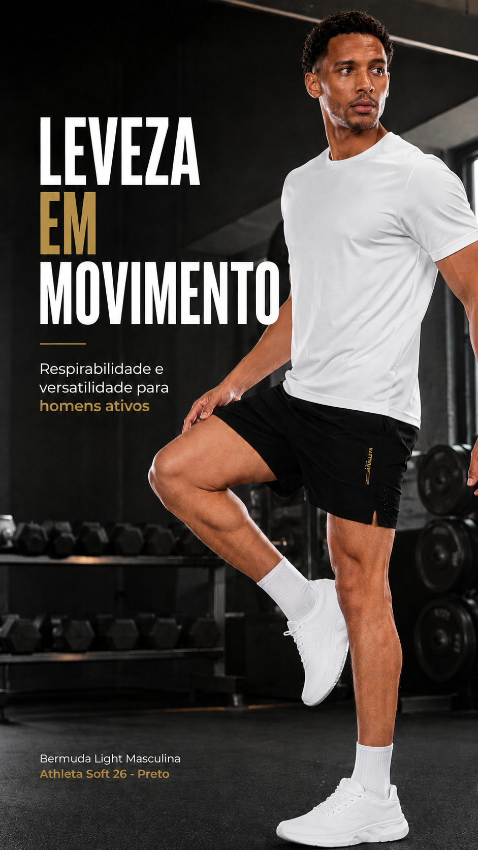  Descrição Bermuda Light Masculina Athleta Soft 26 - Preto