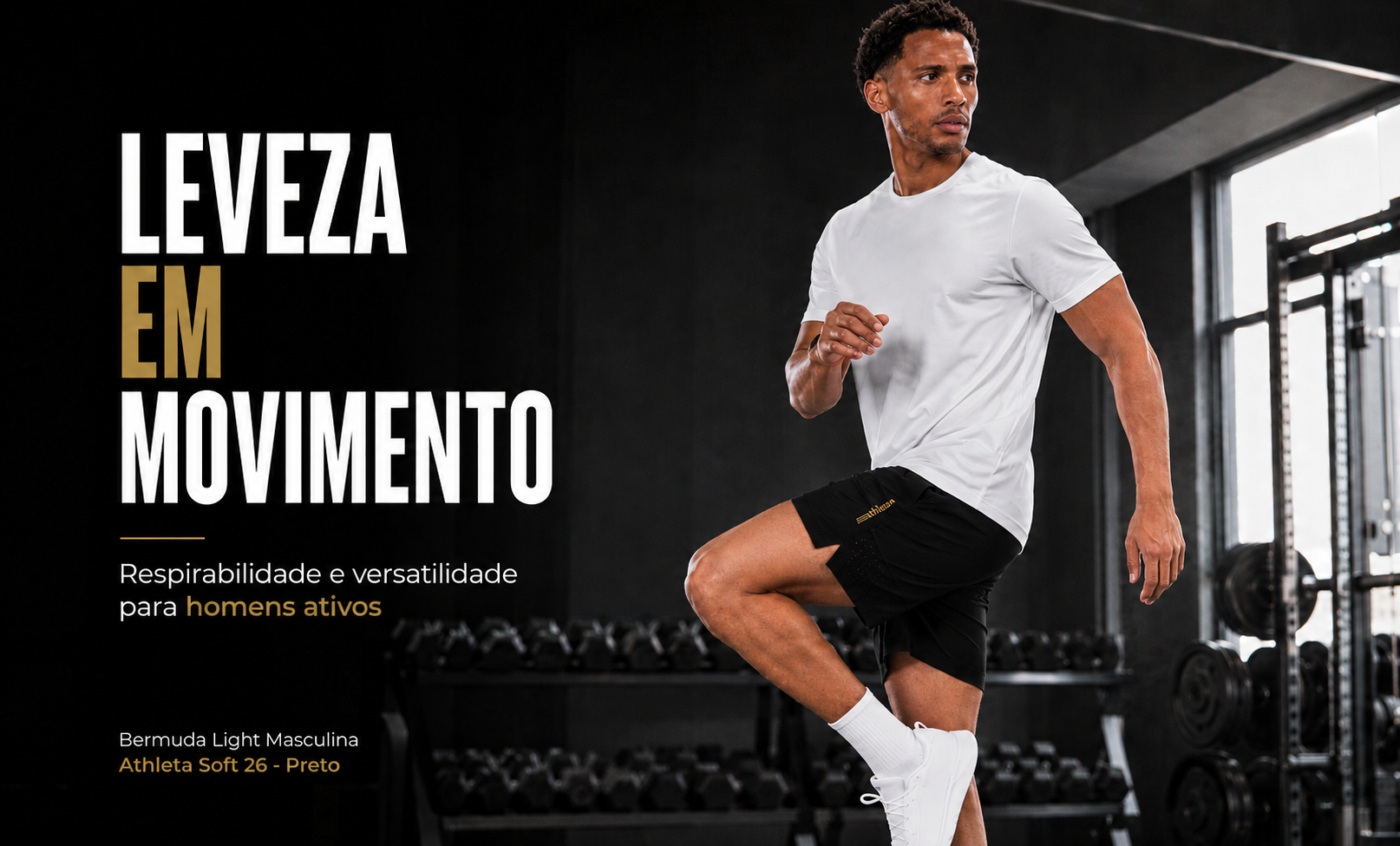  Descrição Bermuda Light Masculina Athleta Soft 26 - Preto