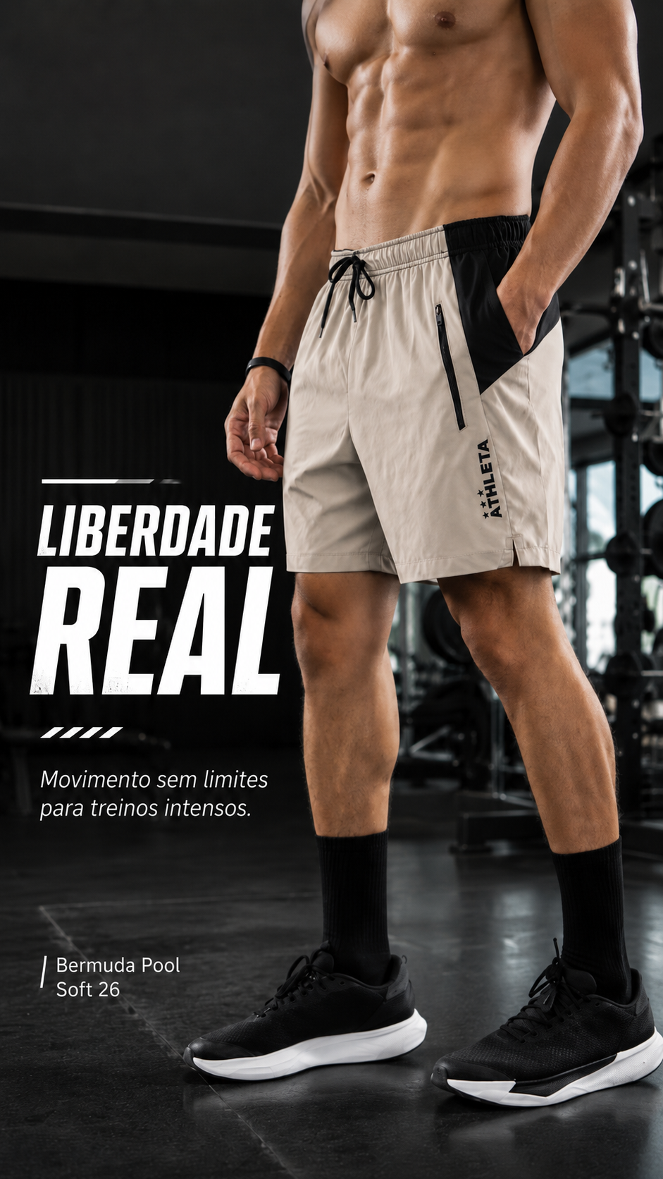  Descrição Bermuda Pool Masculina Athleta Soft 26 - Branco