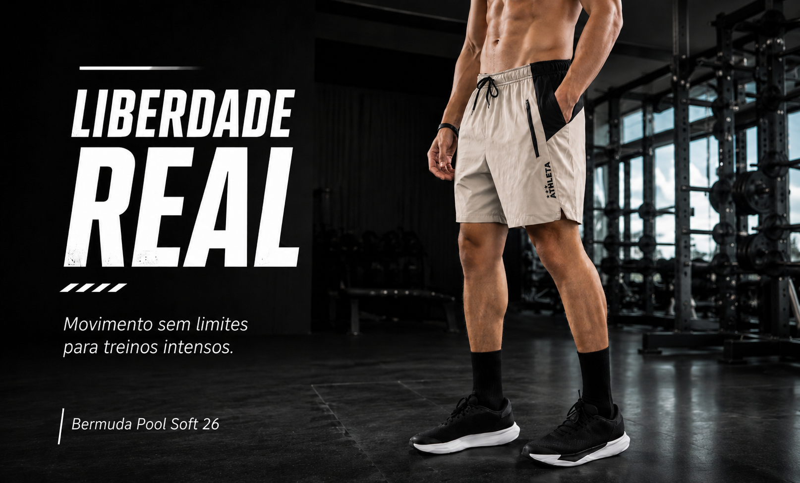  Descrição Bermuda Pool Masculina Athleta Soft 26 - Branco