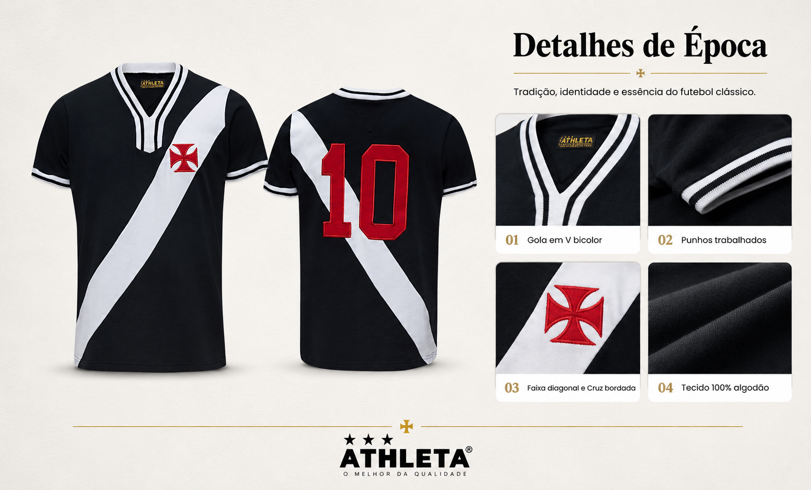  Descrição Camisa Athleta Retrô Vasco 1974 Preta