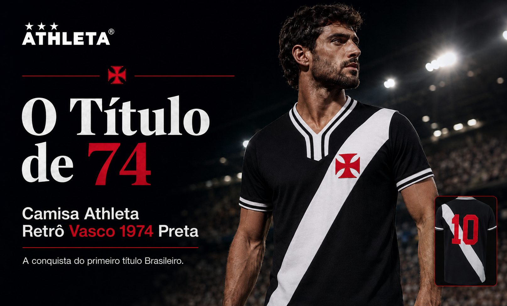  Descrição Camisa Athleta Retrô Vasco 1974 Preta