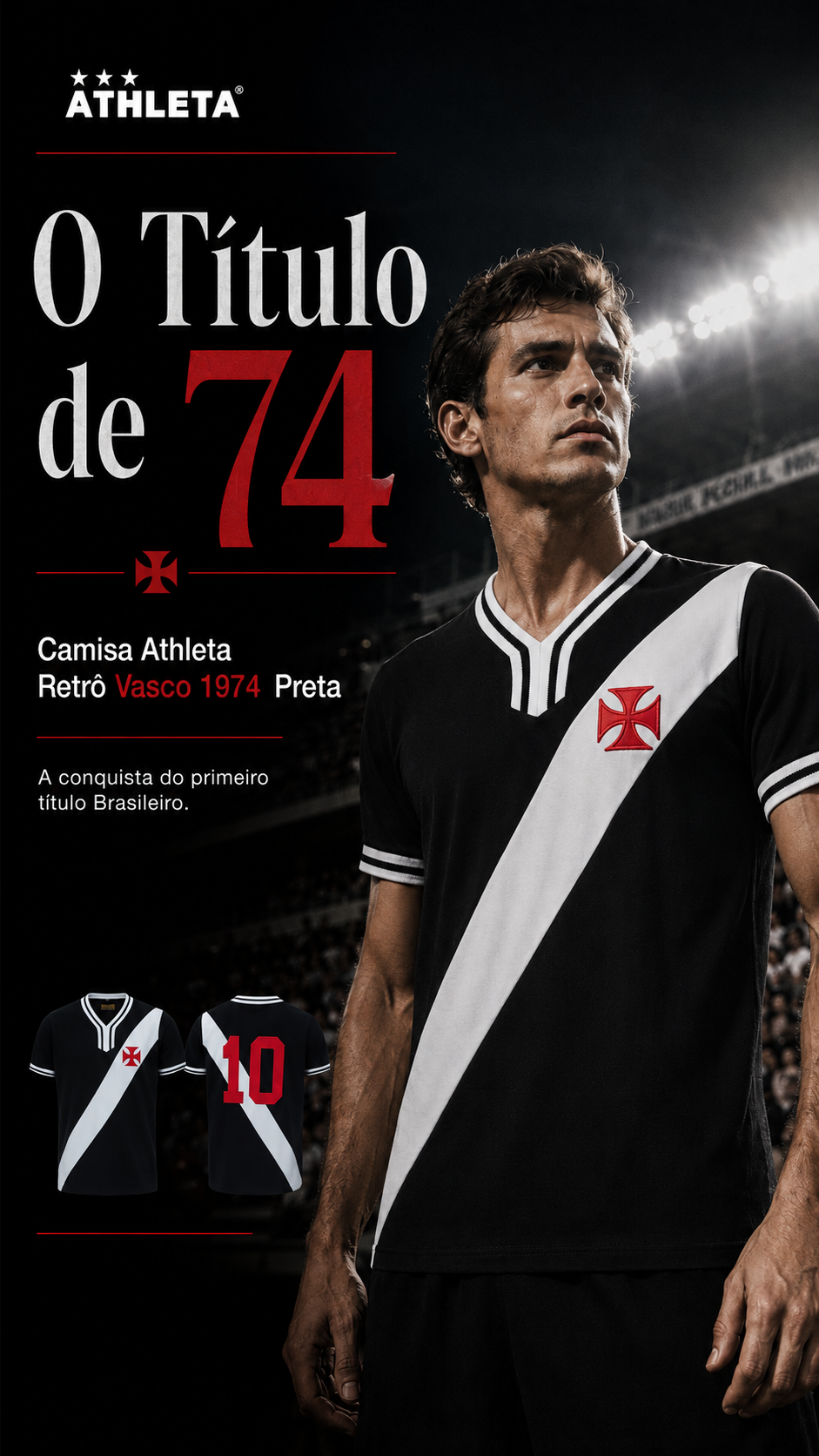  Descrição Camisa Athleta Retrô Vasco 1974 Preta