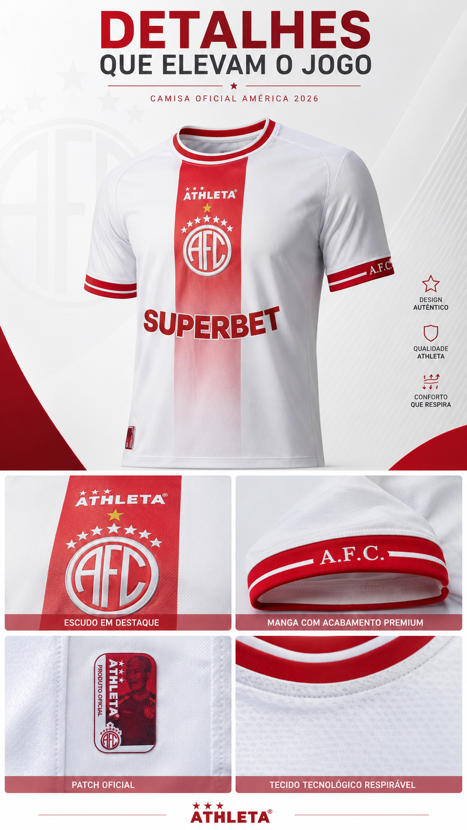  Descrição Camisa Oficial America Branca 2026