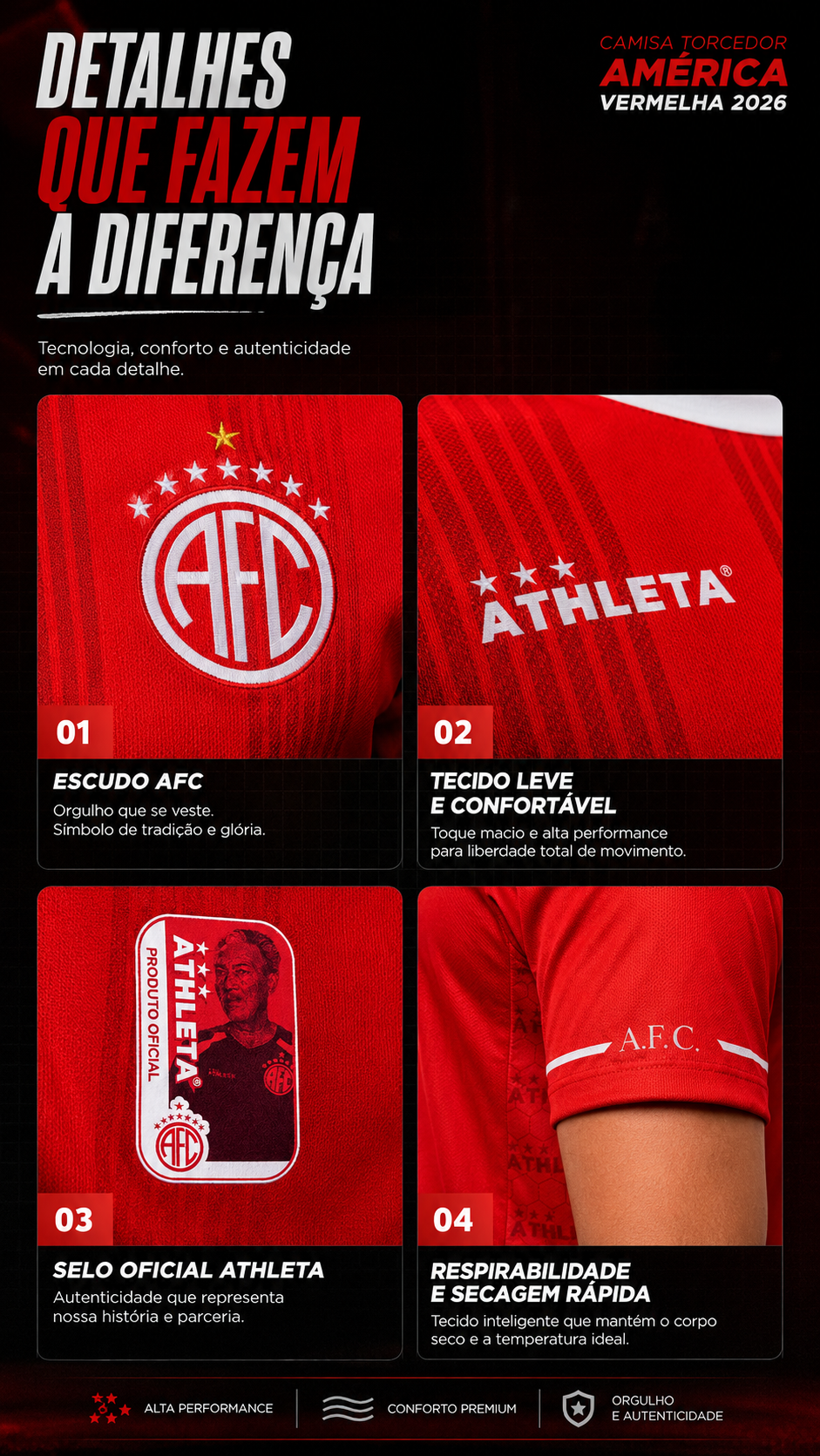  Descrição Camisa Torcedor America Vermelha 2026