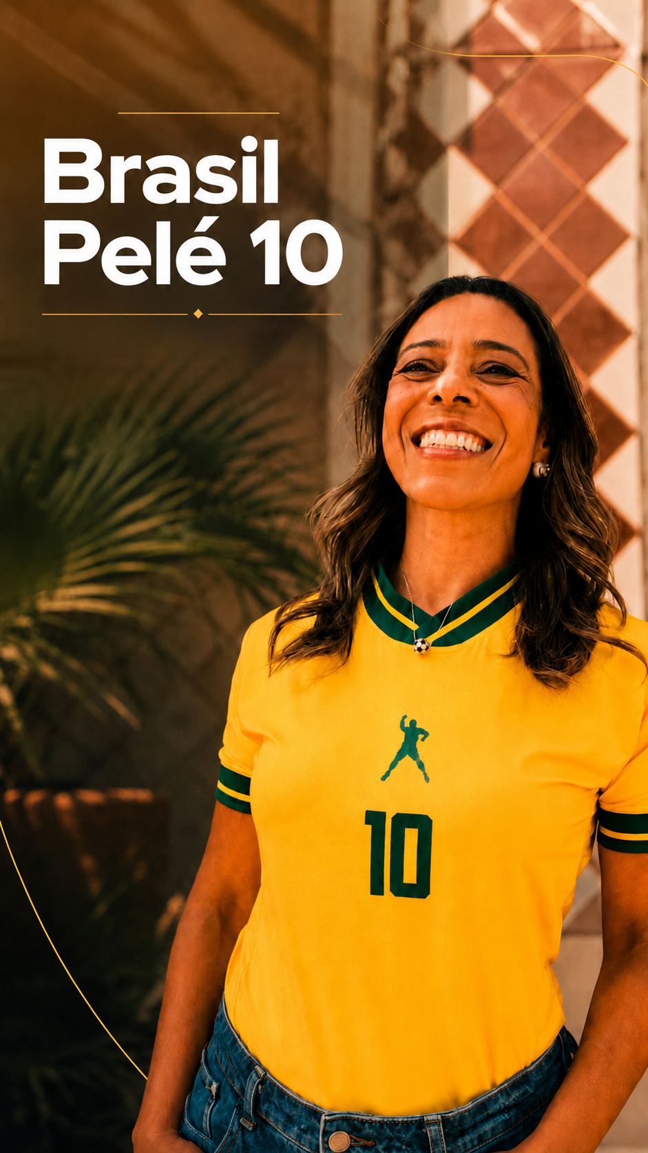  Descrição Camiseta Feminina Brasil Pelé 10 | Performance Amarela