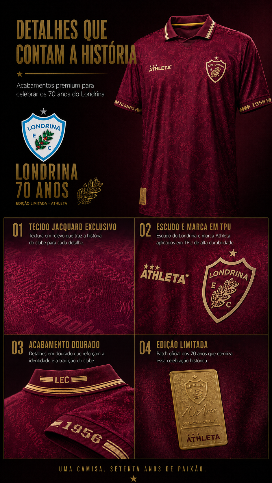  Descrição Camiseta Comemorativa Londrina 70 anos