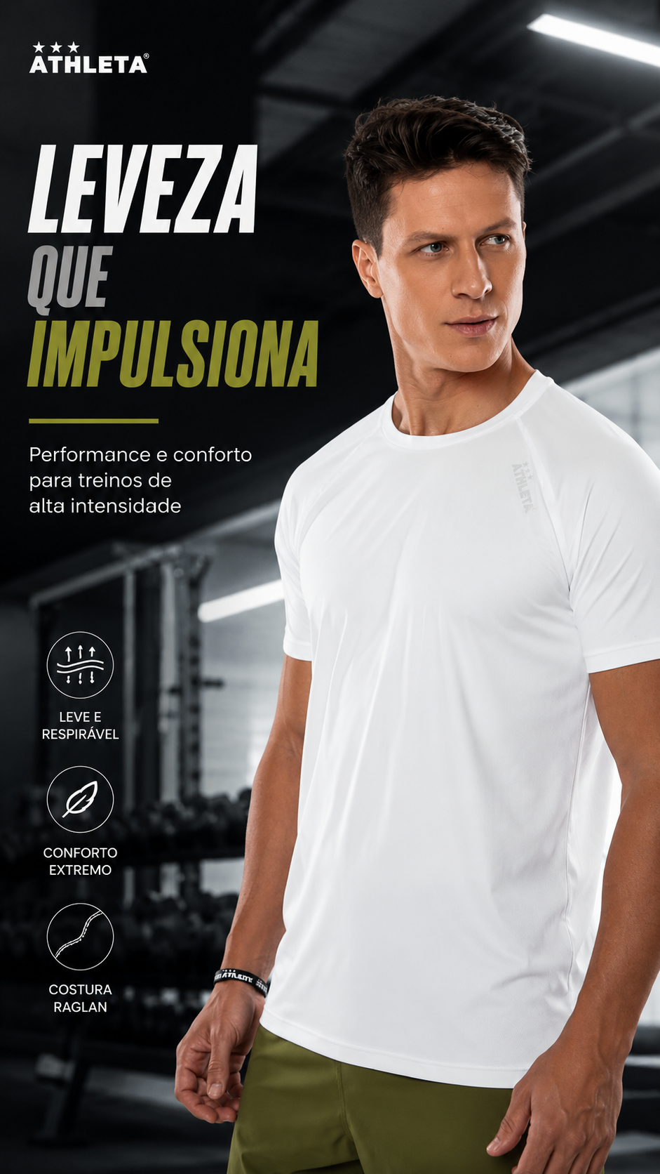  Descrição Camiseta Masculina Athleta Soft 26 - Branca