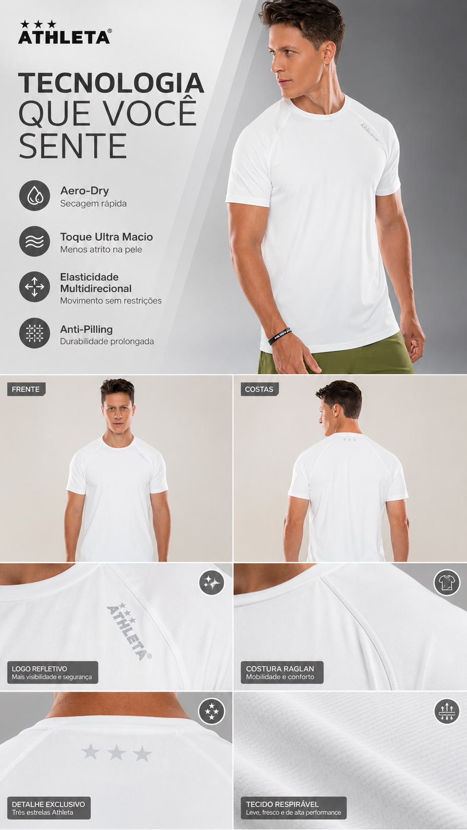  Descrição Camiseta Masculina Athleta Soft 26 - Branca