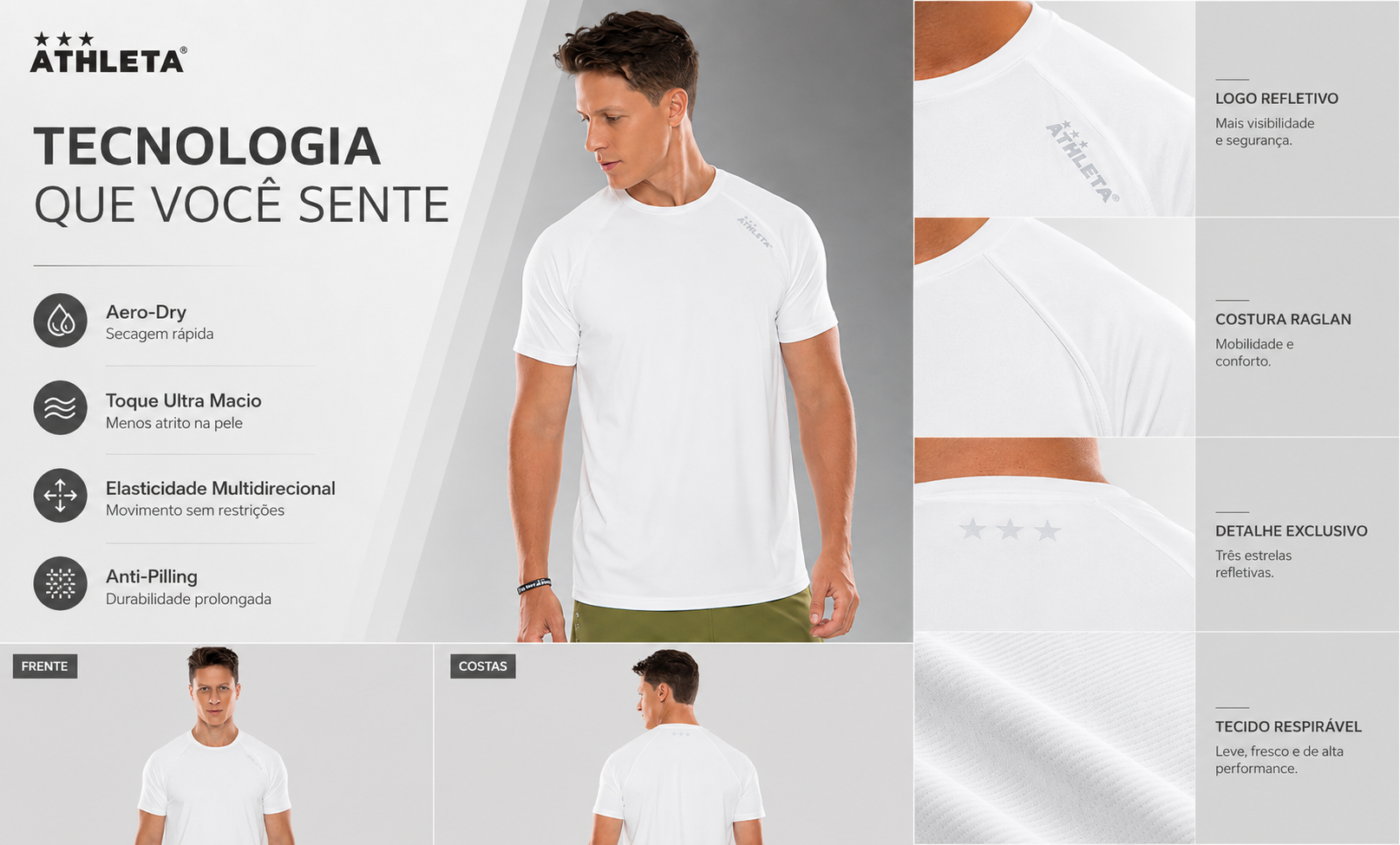  Descrição Camiseta Masculina Athleta Soft 26 - Branca