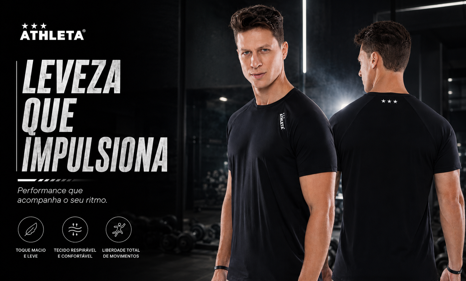  Descrição Camiseta Masculina Athleta Soft 26 - Preto