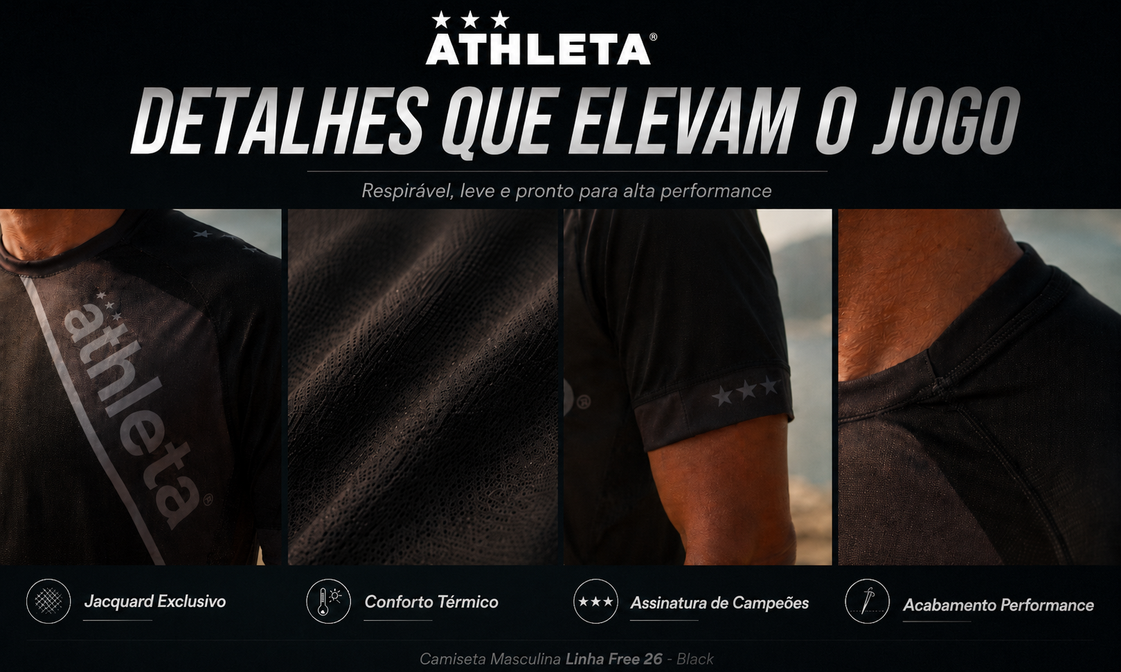  Descrição Camiseta Masculina Linha Free 26 - Black