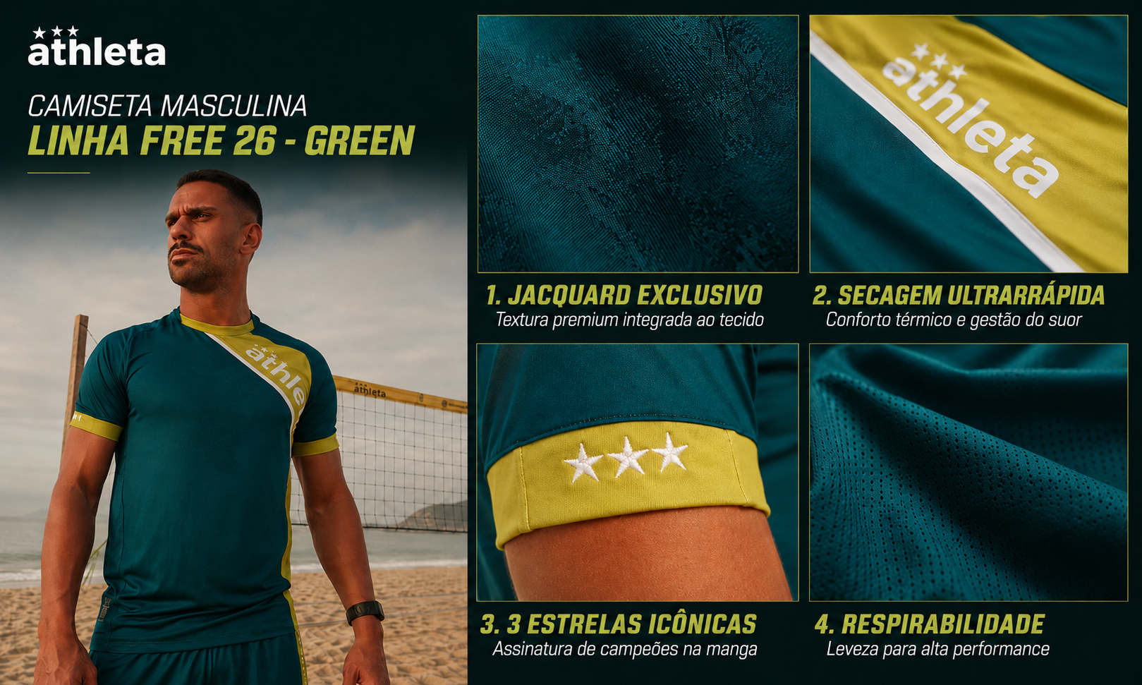  Descrição Camiseta Masculina Linha Free 26 - Green