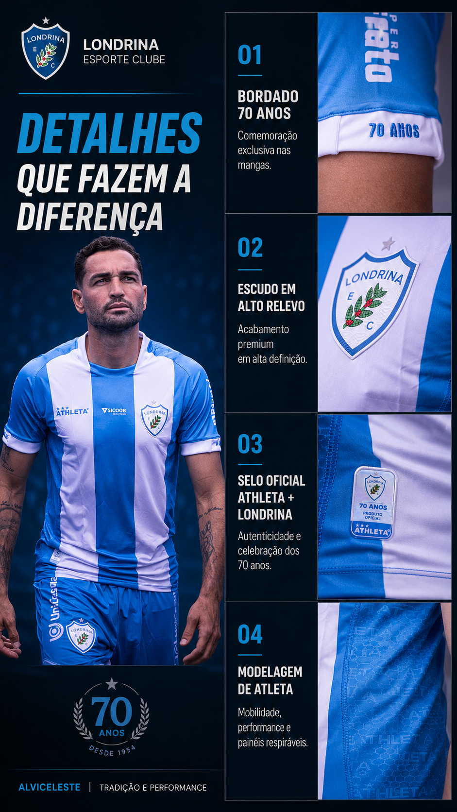  Descrição Camiseta Oficial Londrina Jogador - Alviceleste