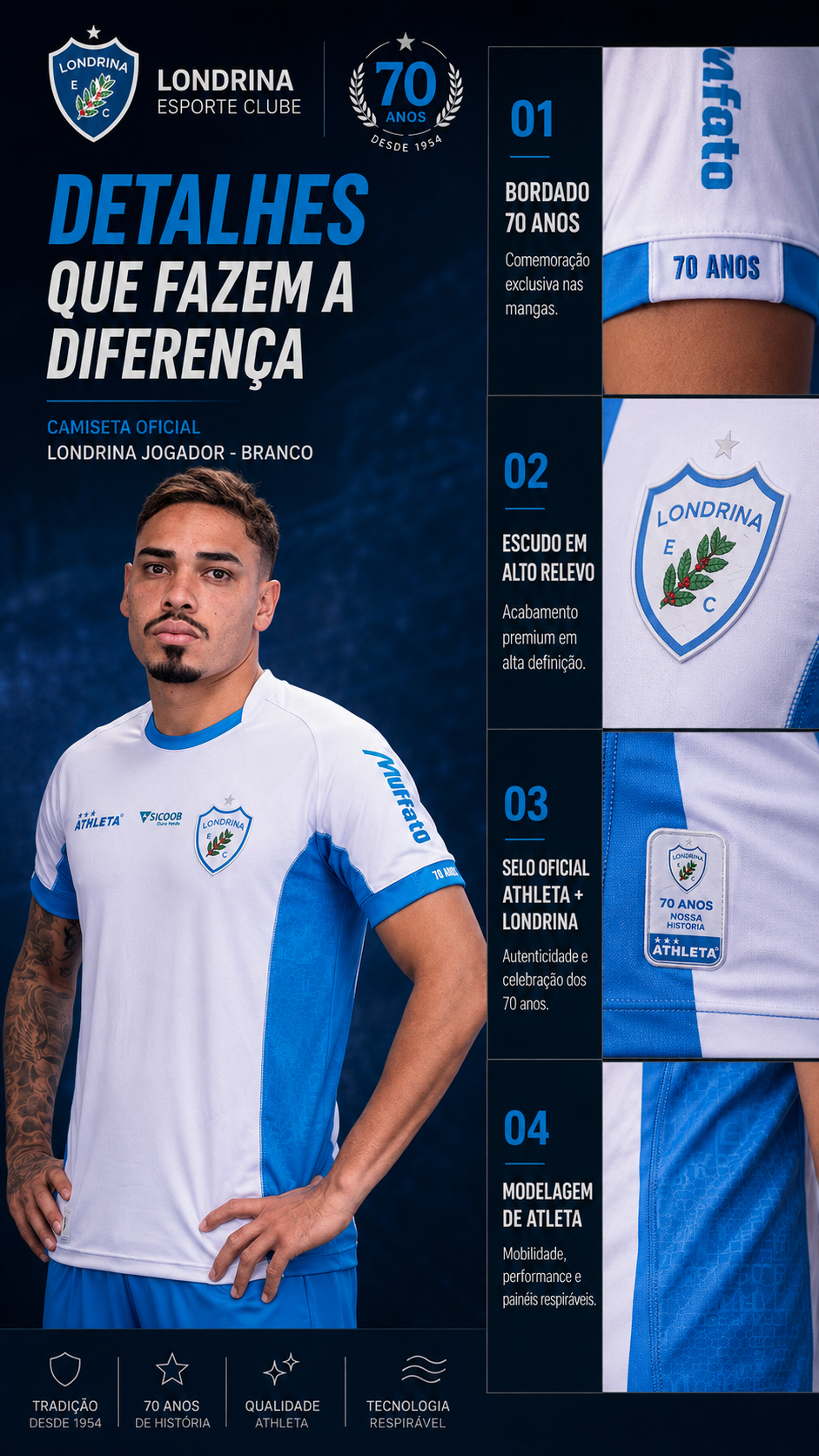  Descrição Camiseta Oficial Londrina Jogador - Branco