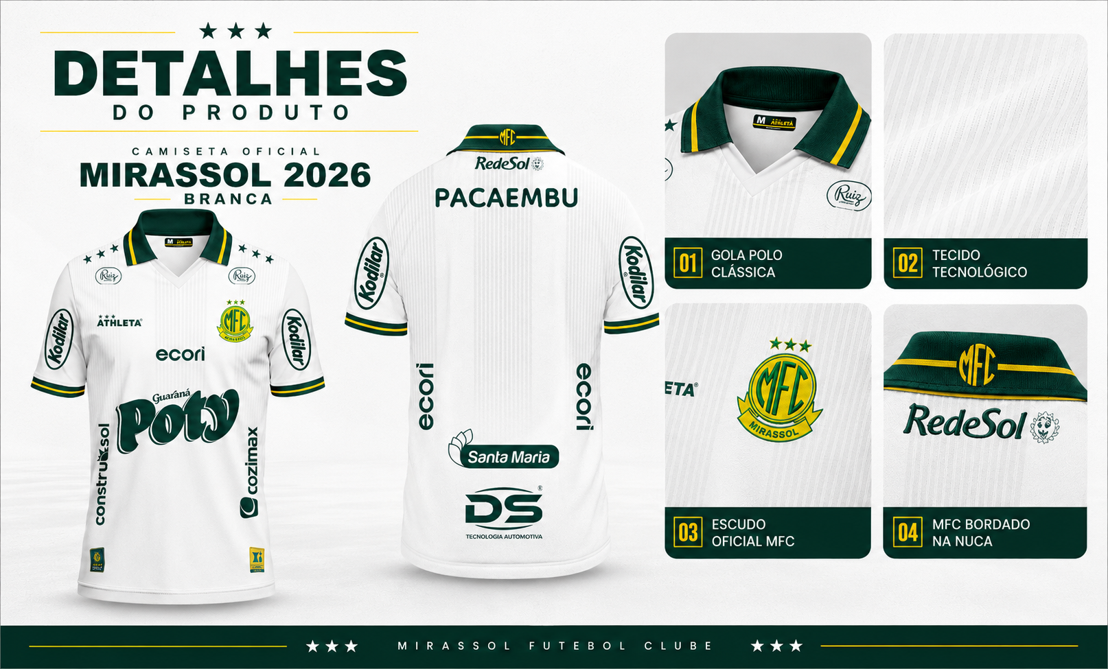  Descrição Camiseta Oficial Mirassol 2026 Branca