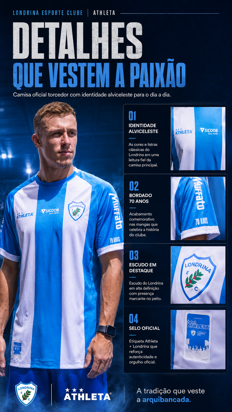  Descrição Camiseta Oficial Torcedor Londrina - Alviceleste