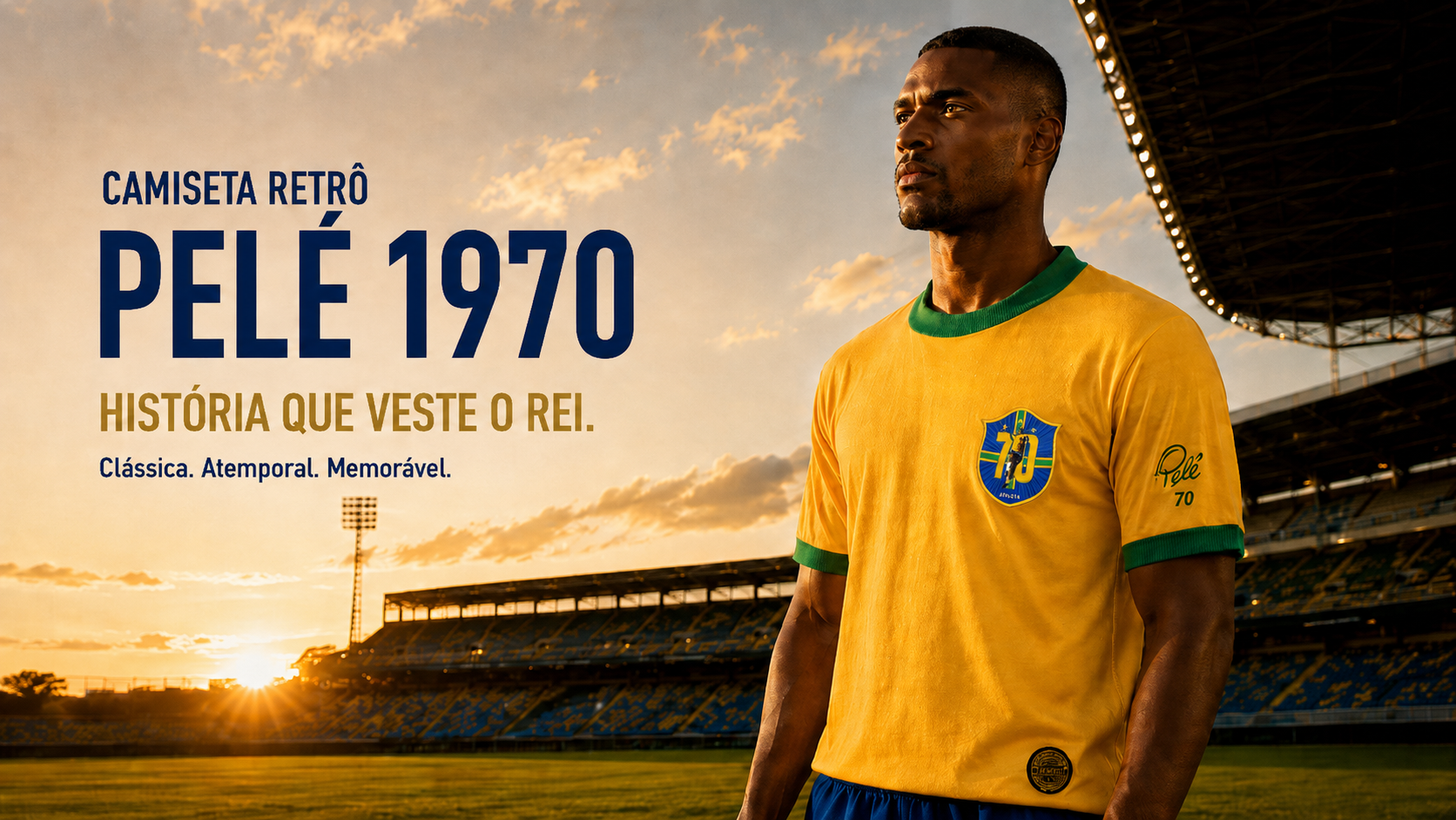  Descrição Camiseta Retro Athleta Pelé 1970 - Amarela
