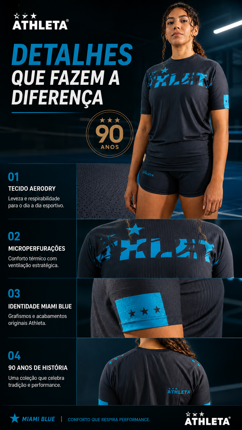  Descrição Térmica Manga Curta Feminina SS25 Comfort 2.0 - Miami Blue