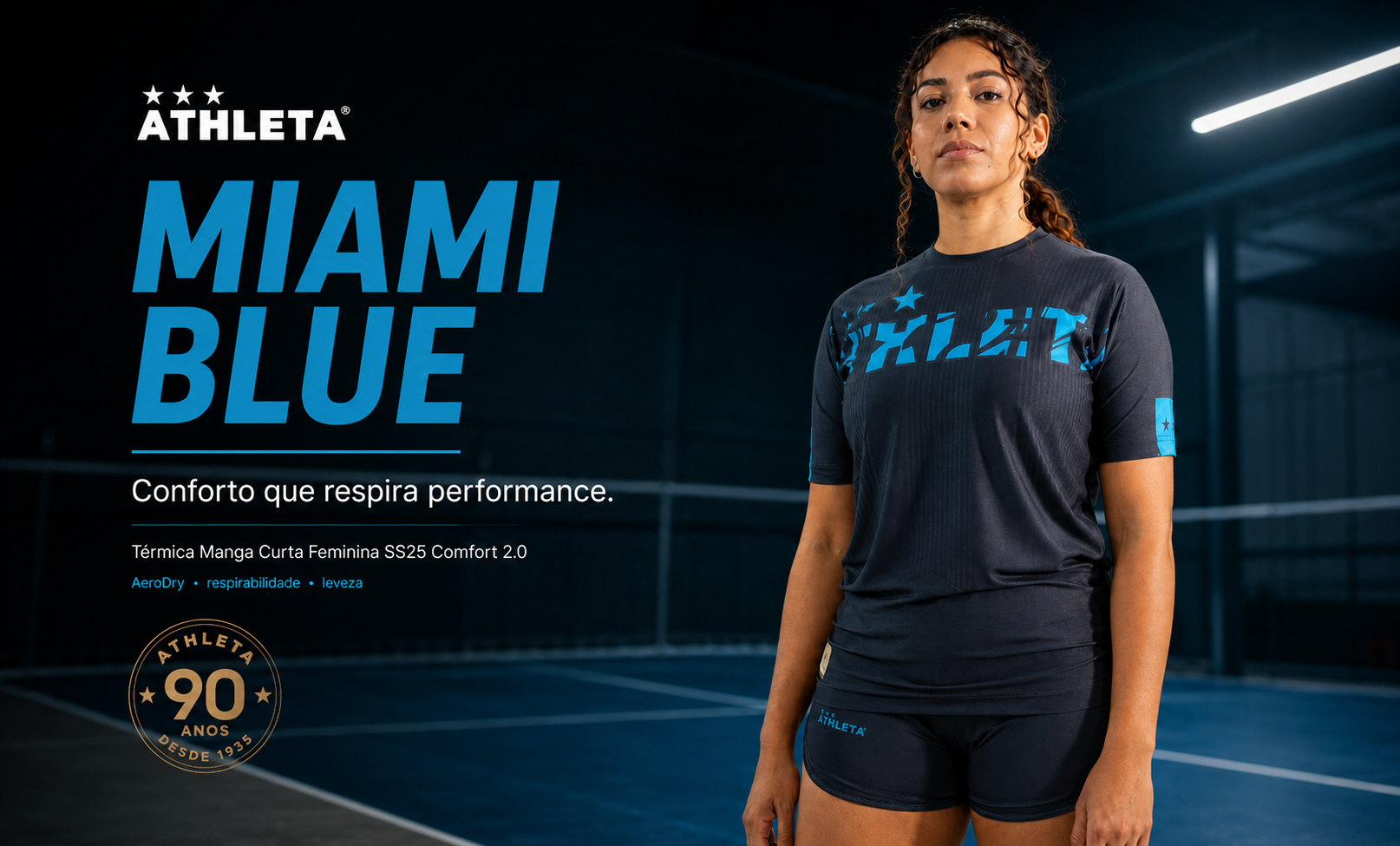  Descrição Térmica Manga Curta Feminina SS25 Comfort 2.0 - Miami Blue