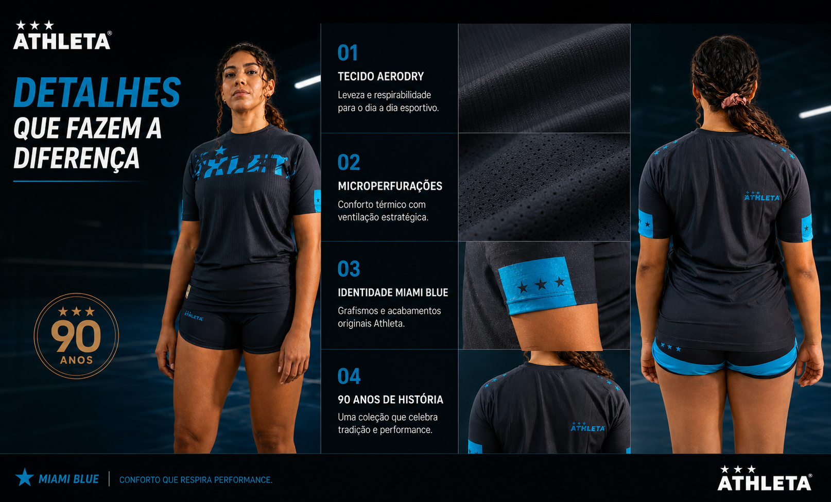 Descrição Térmica Manga Curta Feminina SS25 Comfort 2.0 - Miami Blue