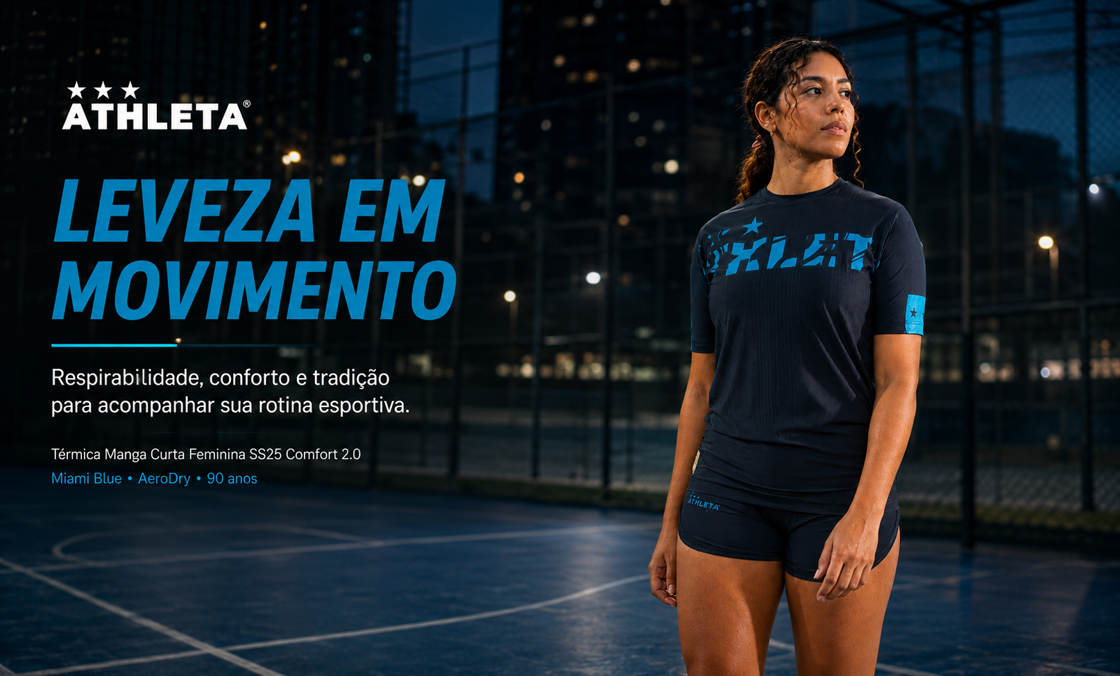  Descrição Térmica Manga Curta Feminina SS25 Comfort 2.0 - Miami Blue