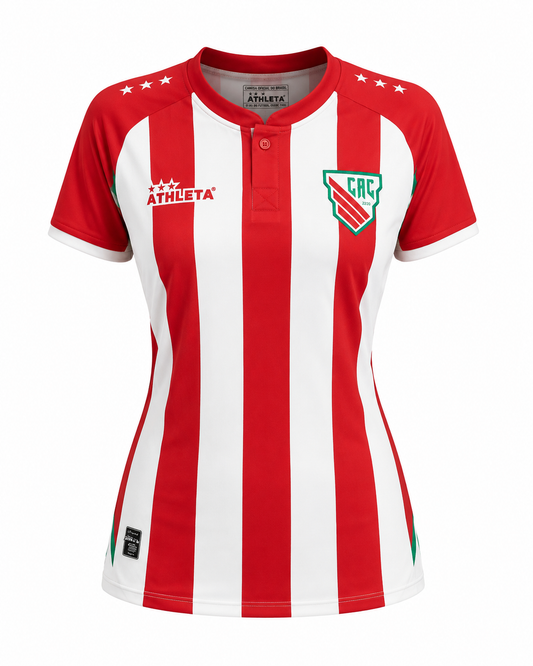 Camiseta Feminina Athleta Clube Atlético Catarinense – Listrada Vermelha e Branca