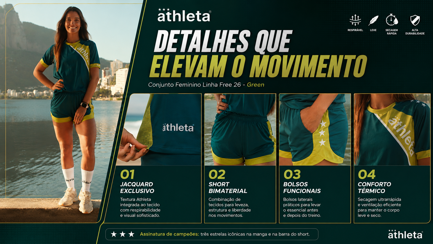  Descrição Conjunto Feminino Linha Free 26 - Green