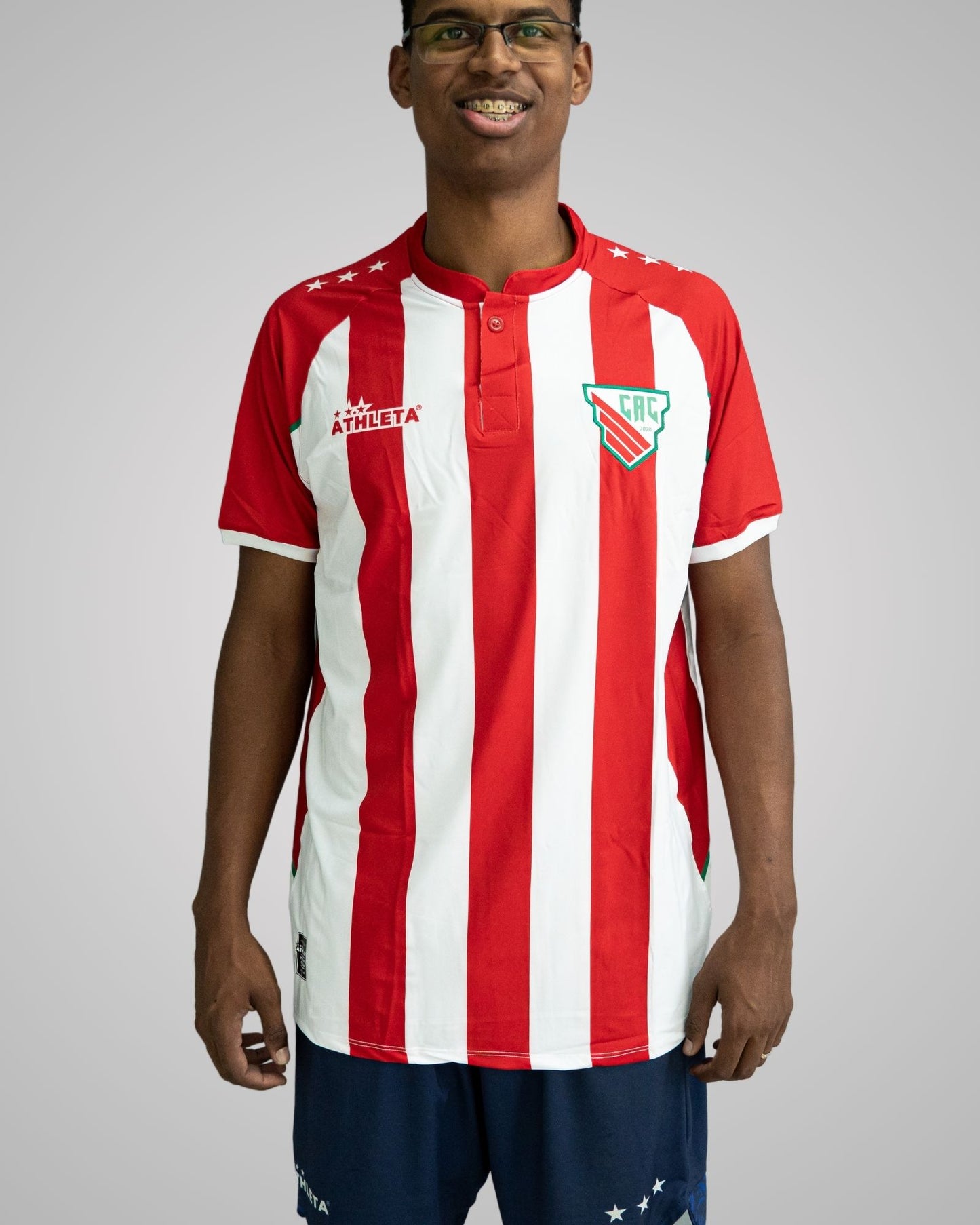 Camiseta Athleta Clube Atlético Catarinense – Listrada Vermelha e Branca