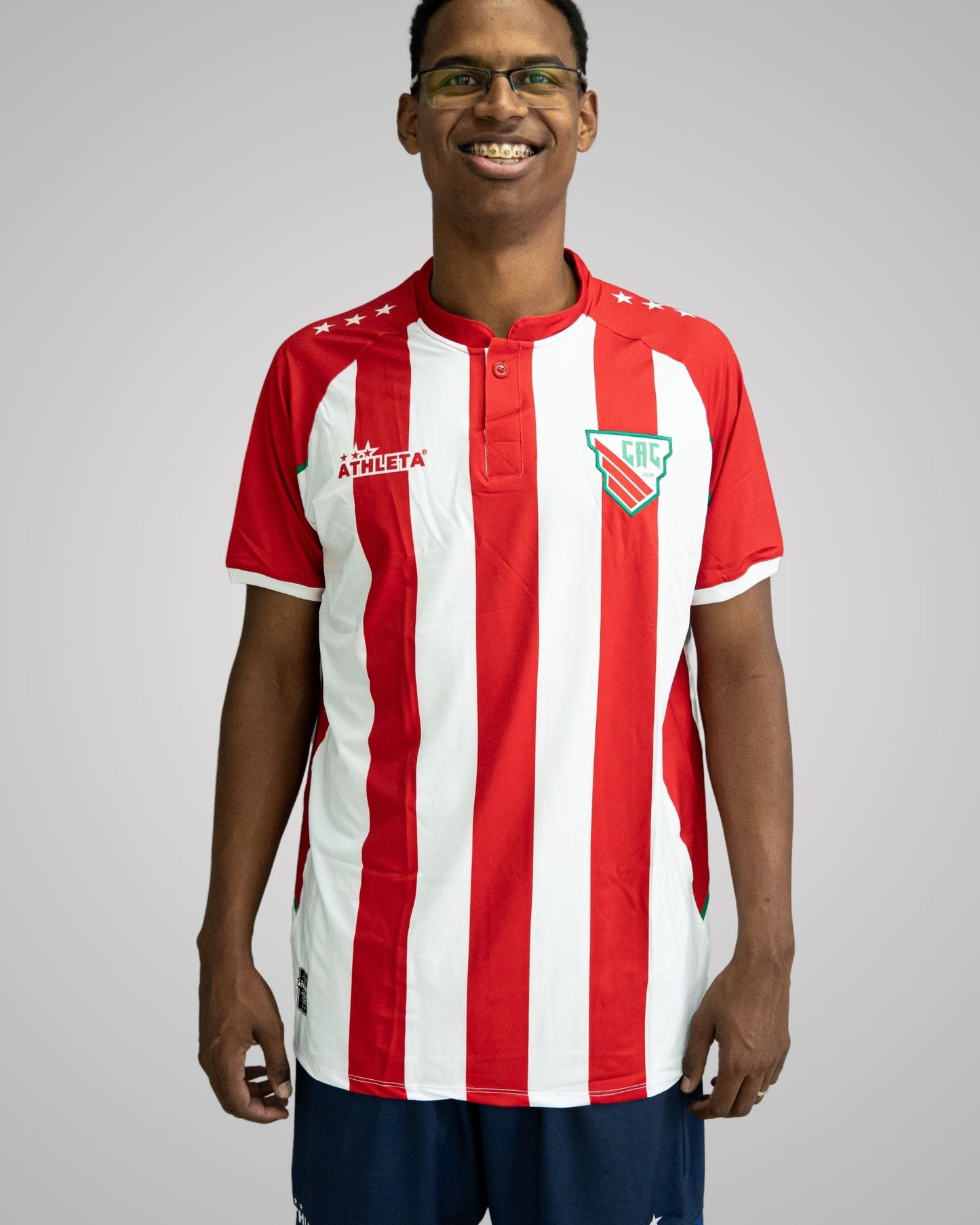 Camiseta Athleta Clube Atlético Catarinense – Listrada Vermelha e Branca